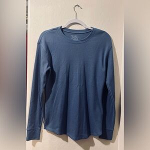 Time and Tru Blue Waffle Knit Thermal Long Sleeve Top | Size Small  GUC